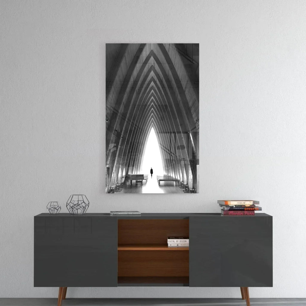 Gray City Landscape Glass Wall Art - LUXARTDECO