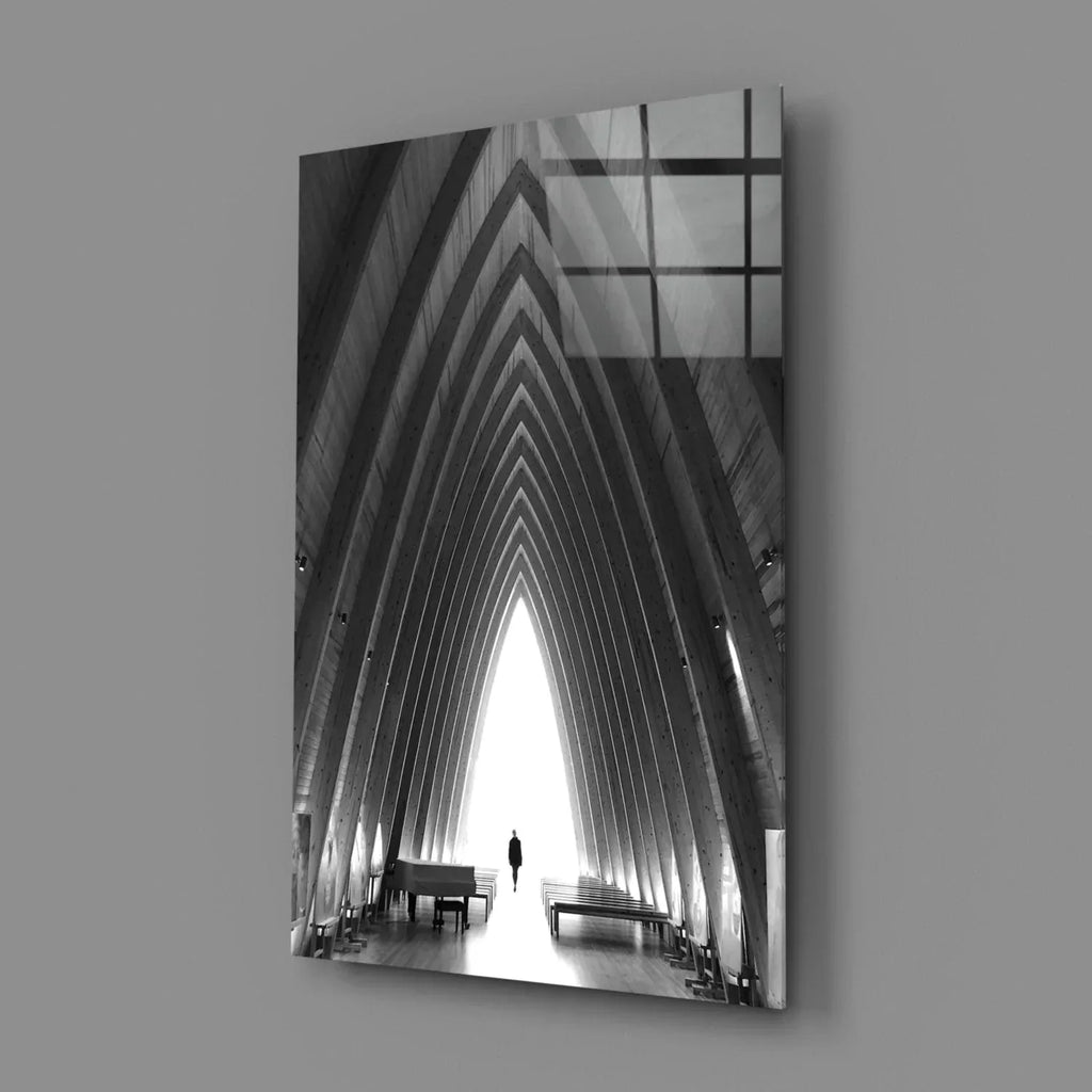 Gray City Landscape Glass Wall Art - LUXARTDECO