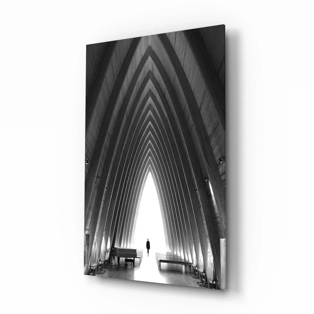 Gray City Landscape Glass Wall Art - LUXARTDECO