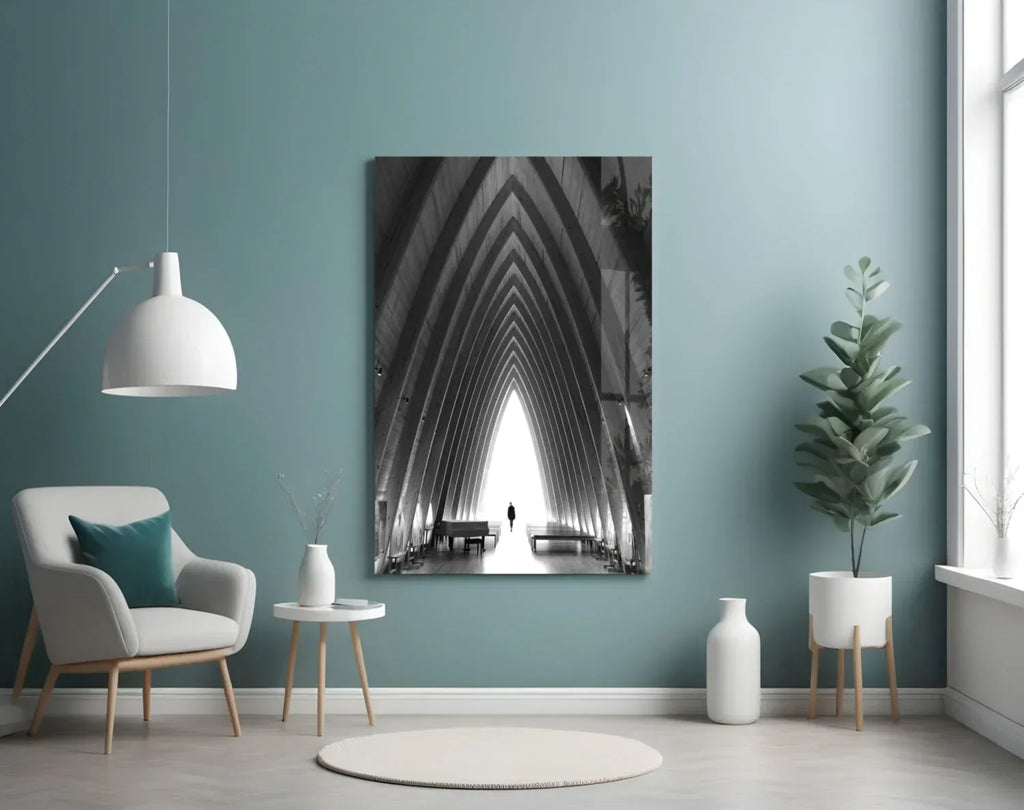 Gray City Landscape Glass Wall Art - LUXARTDECO