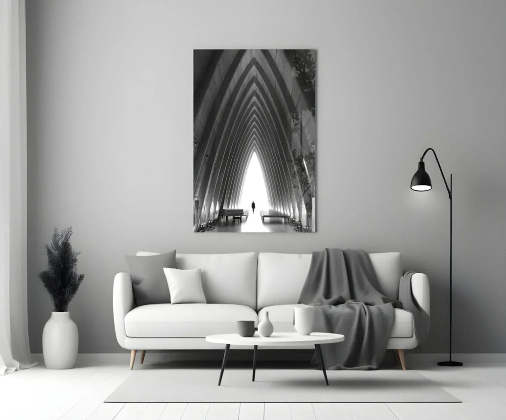 Gray City Landscape Glass Wall Art - LUXARTDECO