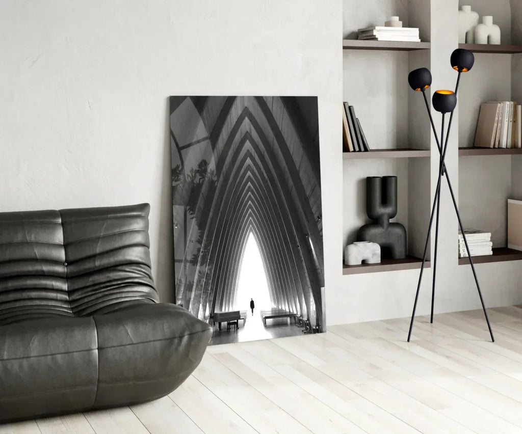 Gray City Landscape Glass Wall Art - LUXARTDECO