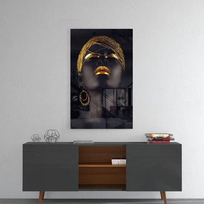 Gold Woman Glass Wall Art - LUXARTDECO