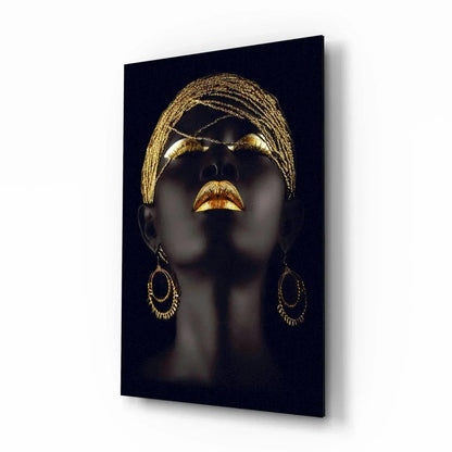 Gold Woman Glass Wall Art - LUXARTDECO