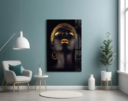 Gold Woman Glass Wall Art - LUXARTDECO
