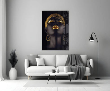 Gold Woman Glass Wall Art - LUXARTDECO