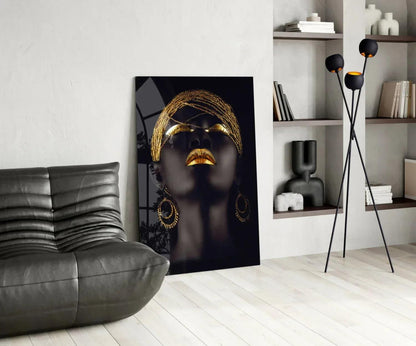 Gold Woman Glass Wall Art - LUXARTDECO
