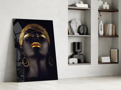 Gold Woman Glass Wall Art - LUXARTDECO