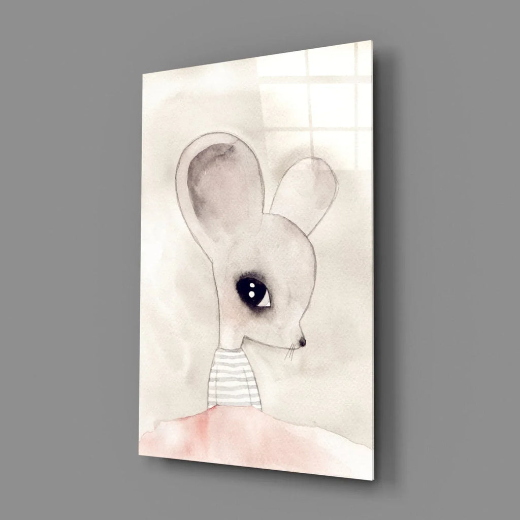 Cute Mouse Glass Wall Art - LUXARTDECO