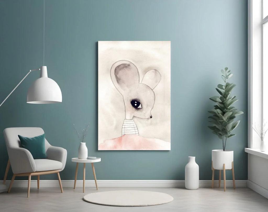 Cute Mouse Glass Wall Art - LUXARTDECO