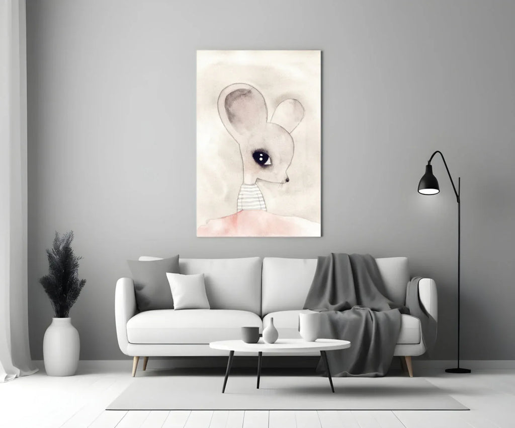 Cute Mouse Glass Wall Art - LUXARTDECO