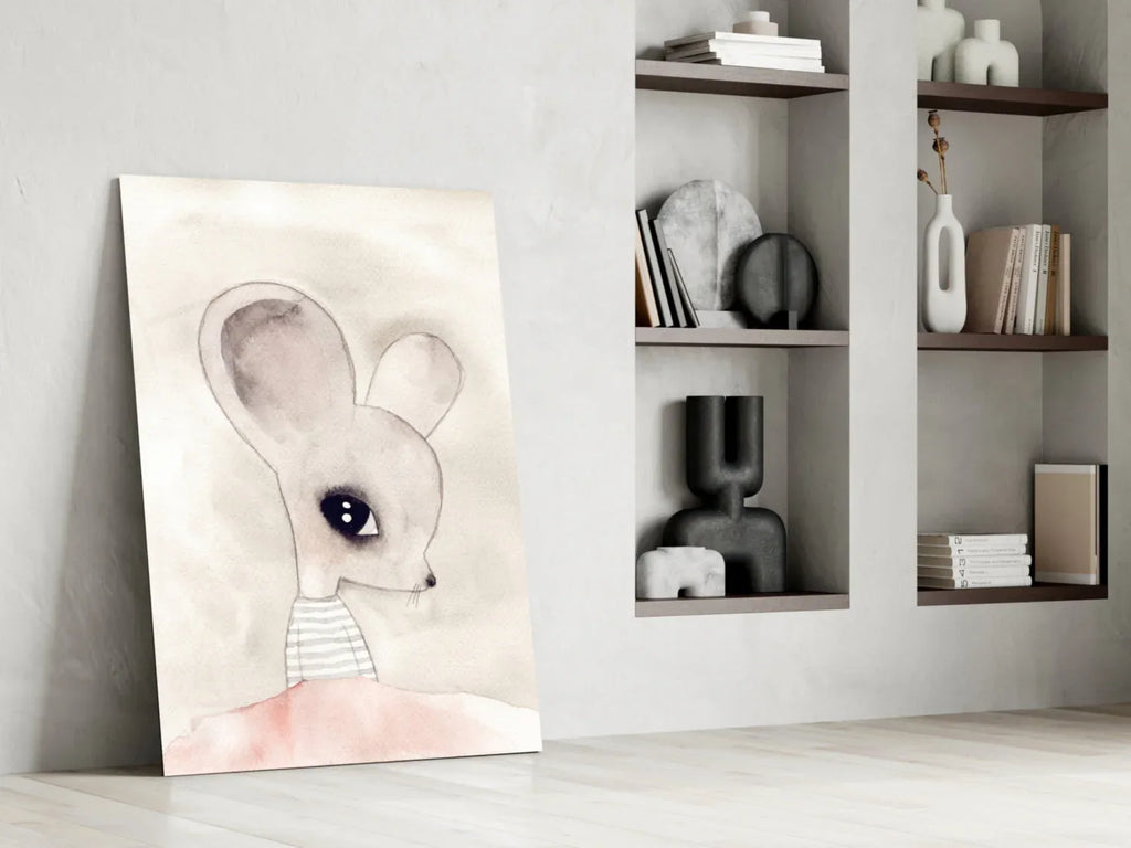 Cute Mouse Glass Wall Art - LUXARTDECO