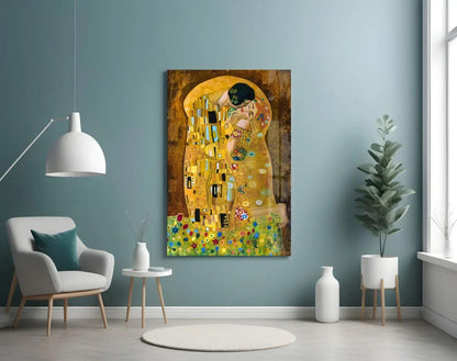 Gustav Klimt "The Kiss" Glass Wall Art - LUXARTDECO