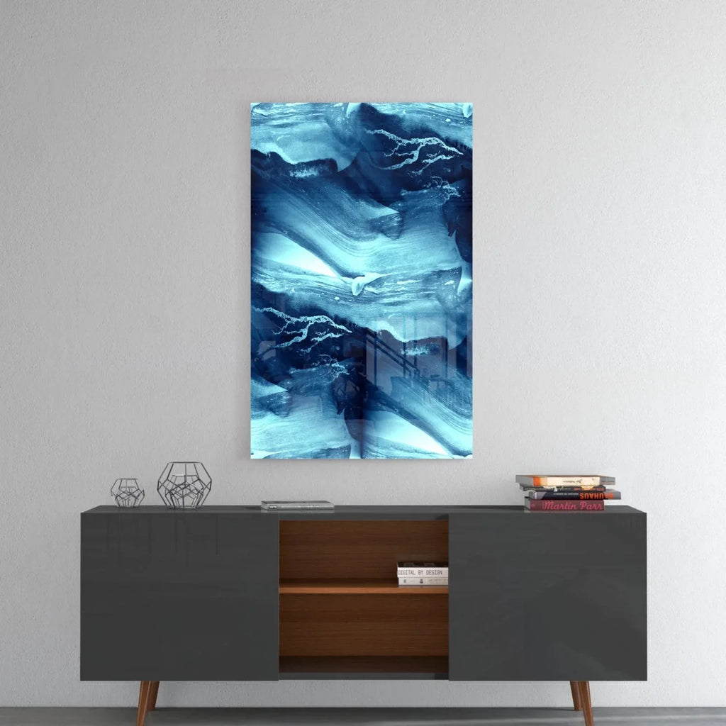 Blue Serenity Glass Wall Art - LUXARTDECO