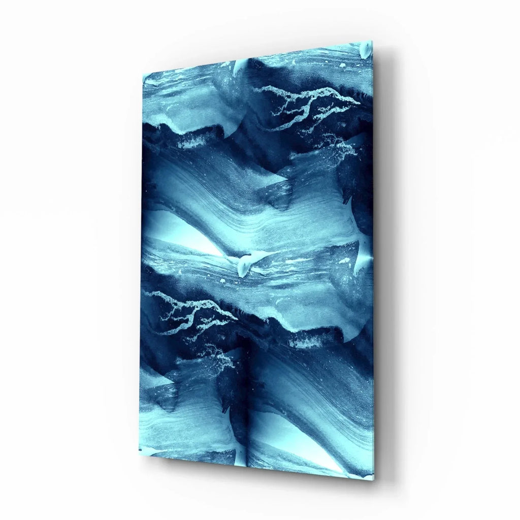 Blue Serenity Glass Wall Art - LUXARTDECO