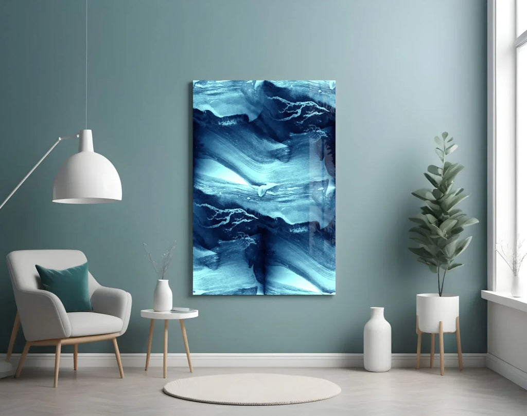 Blue Serenity Glass Wall Art - LUXARTDECO