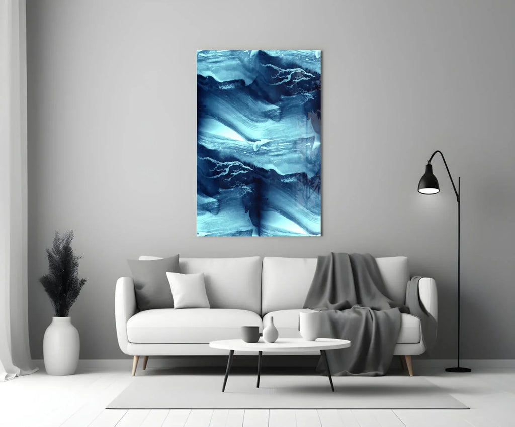 Blue Serenity Glass Wall Art - LUXARTDECO