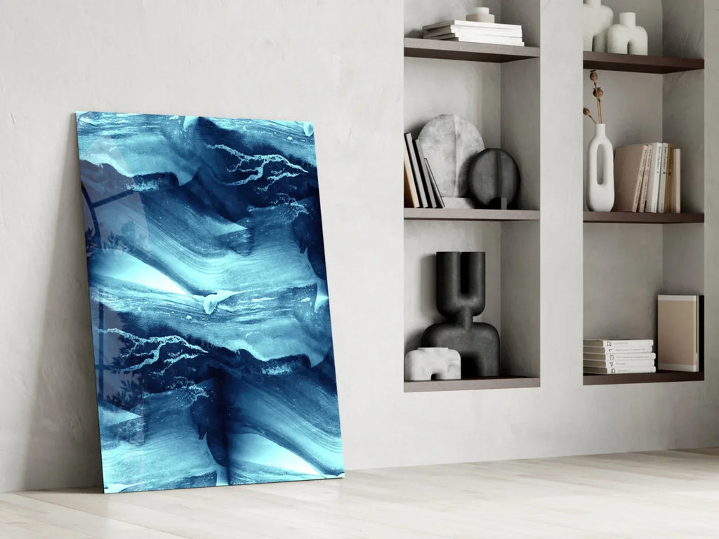 Blue Serenity Glass Wall Art - LUXARTDECO