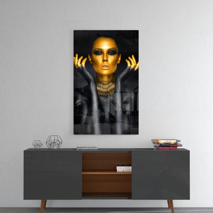 Gold Woman Glass Wall Art - LUXARTDECO