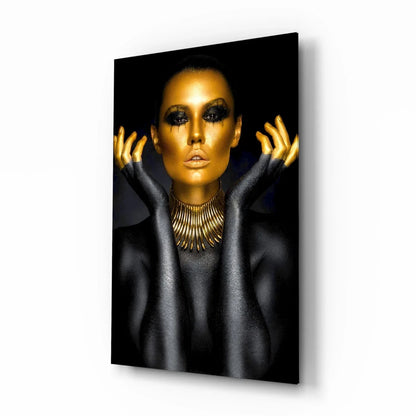 Gold Woman Glass Wall Art - LUXARTDECO