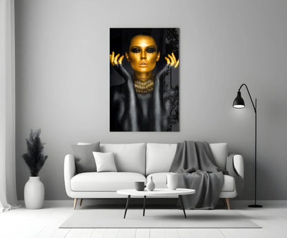 Gold Woman Glass Wall Art - LUXARTDECO