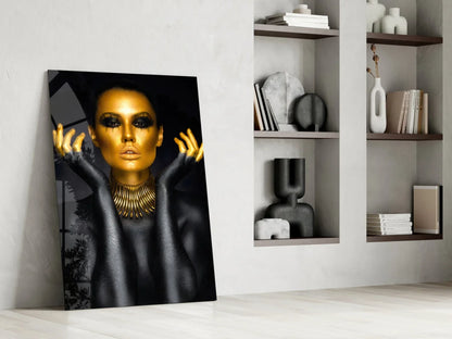 Gold Woman Glass Wall Art - LUXARTDECO
