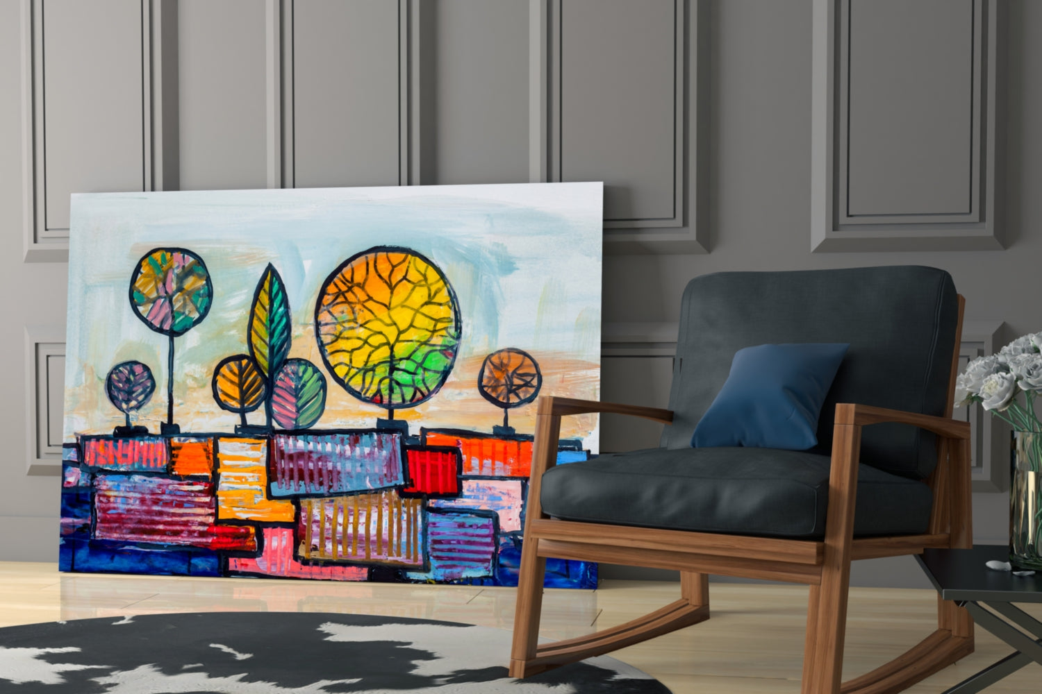 Abstract City Glass Wall Art