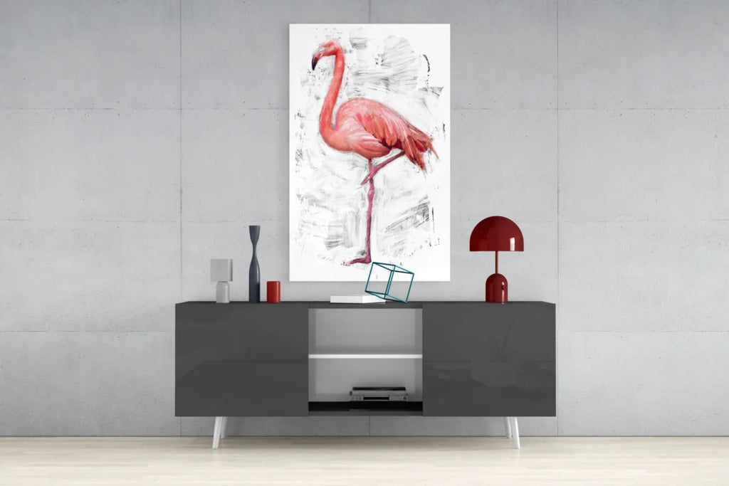 Flamingo Glass Wall Art - LUXARTDECO