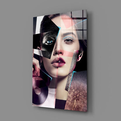Abstract Woman Portrait Glass Wall Art - LUXARTDECO