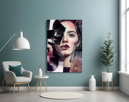 Abstract Woman Portrait Glass Wall Art - LUXARTDECO