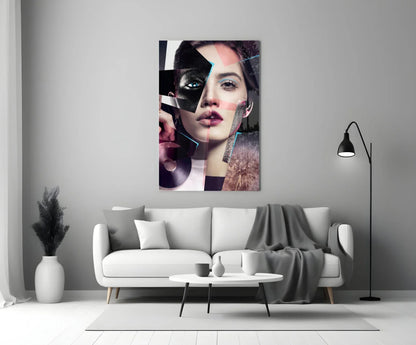 Abstract Woman Portrait Glass Wall Art - LUXARTDECO