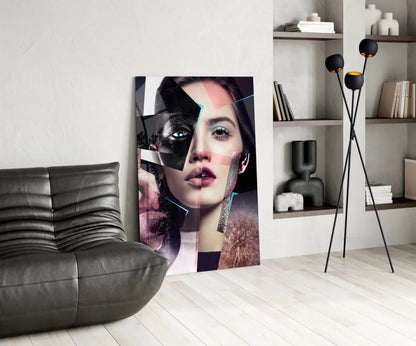 Abstract Woman Portrait Glass Wall Art - LUXARTDECO