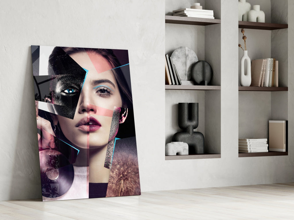 Abstract Woman Portrait Glass Wall Art
