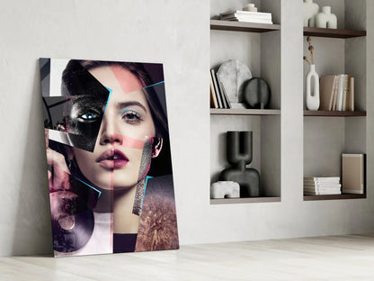 Abstract Woman Portrait Glass Wall Art - LUXARTDECO