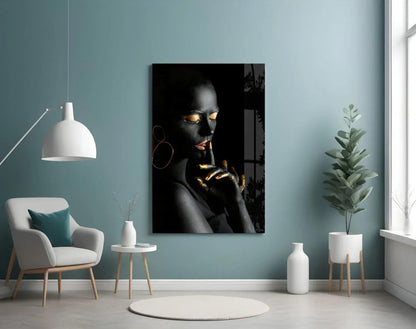 Silent Woman Glass Wall Art - LUXARTDECO