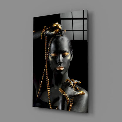 Gold Woman Glass Wall Art - LUXARTDECO