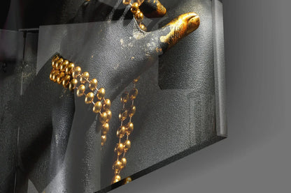 Gold Woman Glass Wall Art - LUXARTDECO