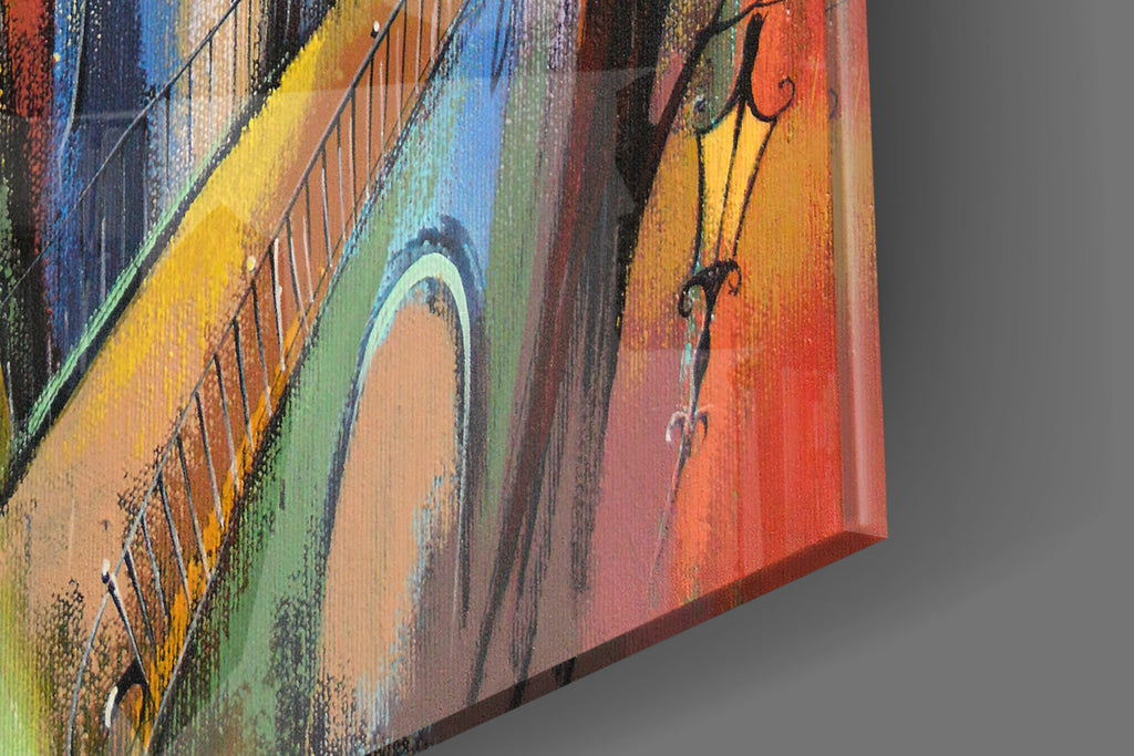 Colorful Houses Glass Wall Art