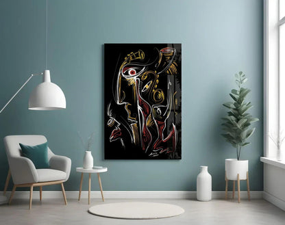 Abstract Jazz Art Sketch Glass Wall Art - LUXARTDECO