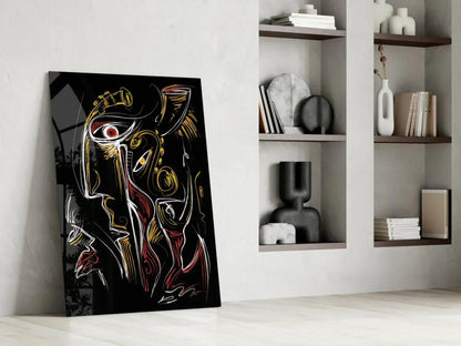 Abstract Jazz Art Sketch Glass Wall Art - LUXARTDECO