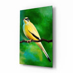 Yellow Vine Bird Glass Wall Art - LUXARTDECO