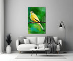 Yellow Vine Bird Glass Wall Art - LUXARTDECO