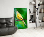 Yellow Vine Bird Glass Wall Art - LUXARTDECO