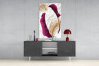 Burgundy Leaves Glass Wall Art - LUXARTDECO