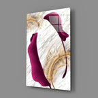 Burgundy Leaves Glass Wall Art - LUXARTDECO