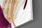 Burgundy Leaves Glass Wall Art - LUXARTDECO