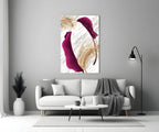 Burgundy Leaves Glass Wall Art - LUXARTDECO