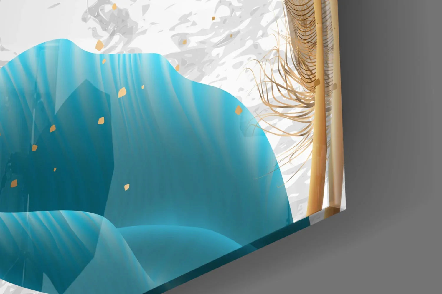 Turquoise Leaves Glass Wall Art - LUXARTDECO