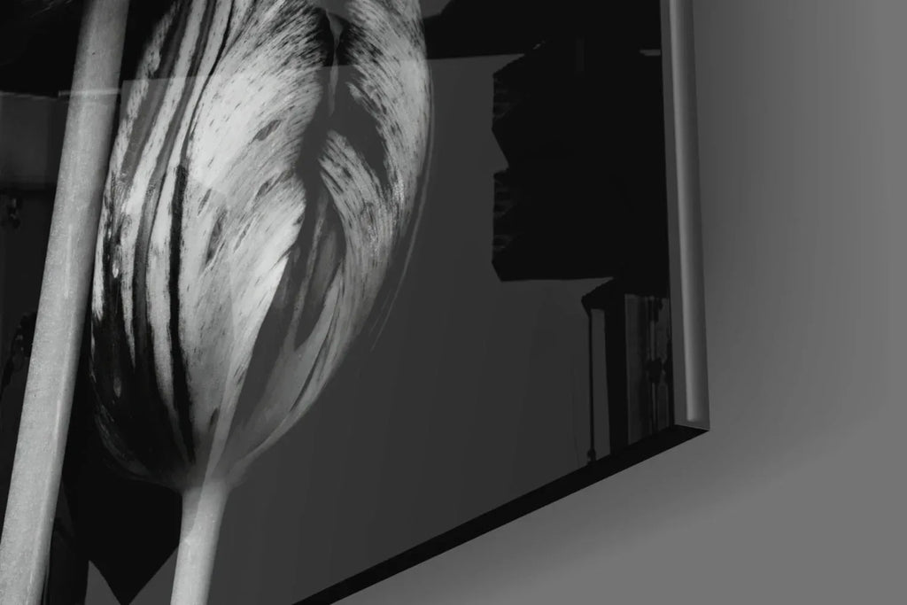 Black and White Flowers Glass Wall Art - LUXARTDECO