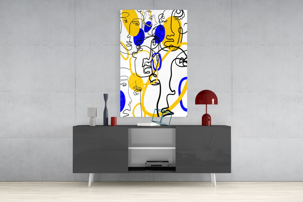 Abstract Faces Glass Wall Art